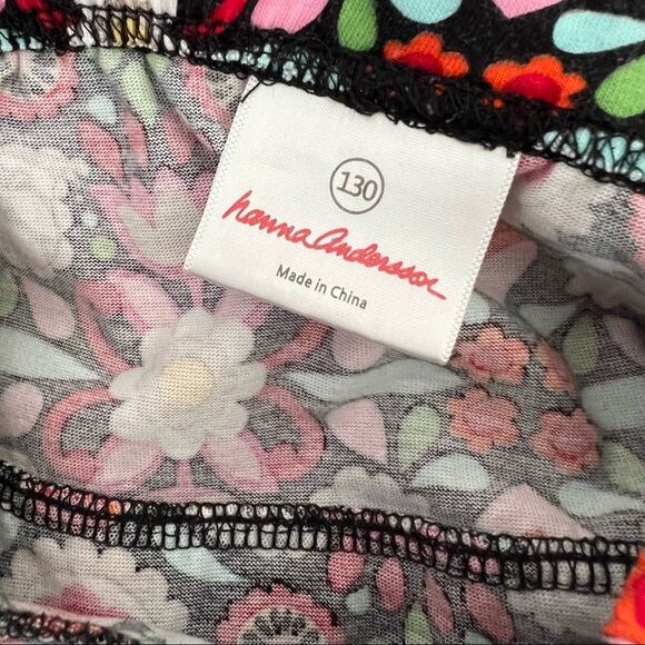 Hanna Andersson tiered skirt black pink red mixed bold floral print - Picture 5 of 6